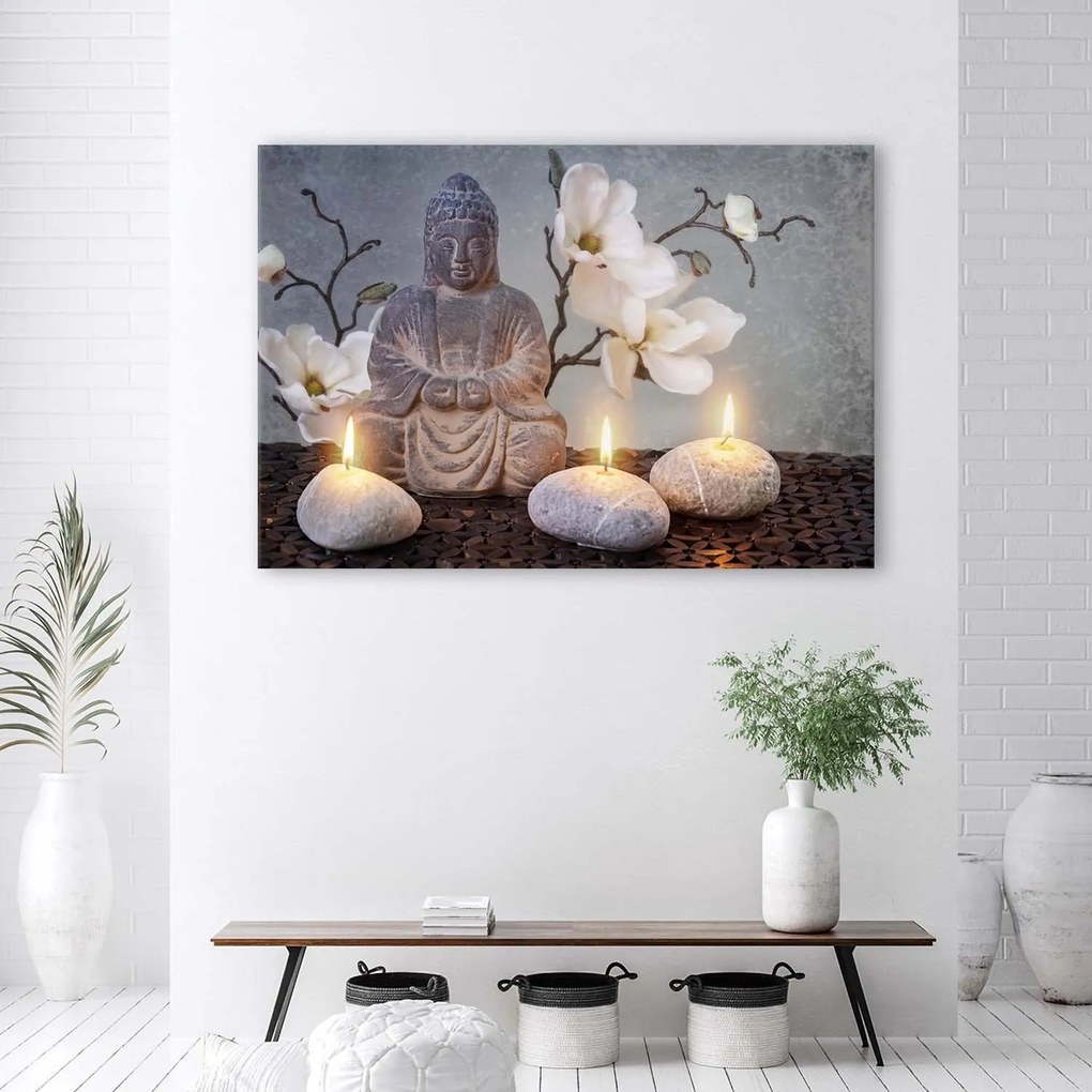 Gario Obraz na plátne Budha a sviečky Rozmery: 90 x 60 cm, Prevedenie: Obraz na plátne