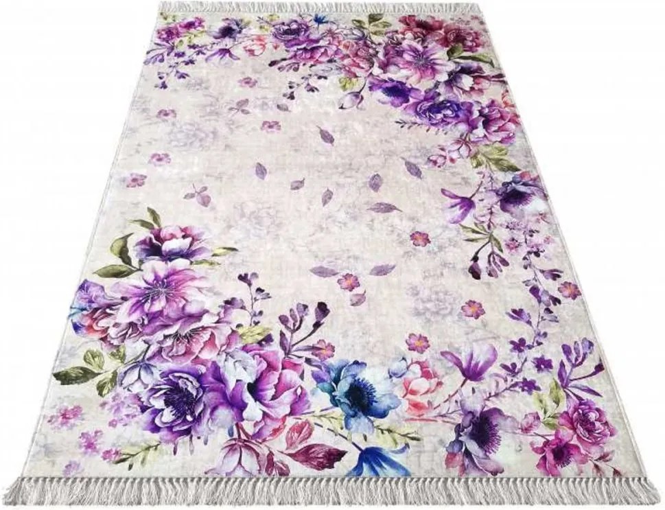Kusový koberec Romantické kvety fialový 160x220, Velikosti 160x220cm