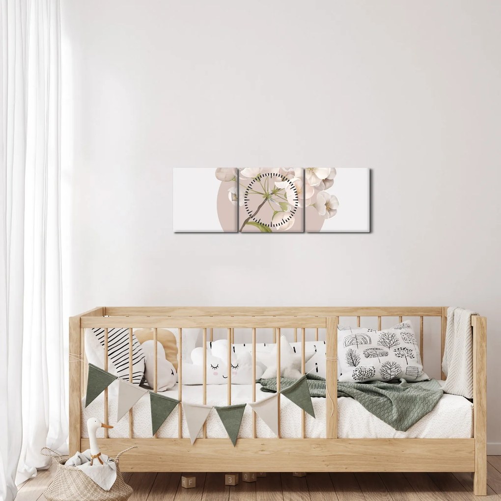 Obraz - Bloom with grace N⁰2 (s hodinami) (90x30 cm)
