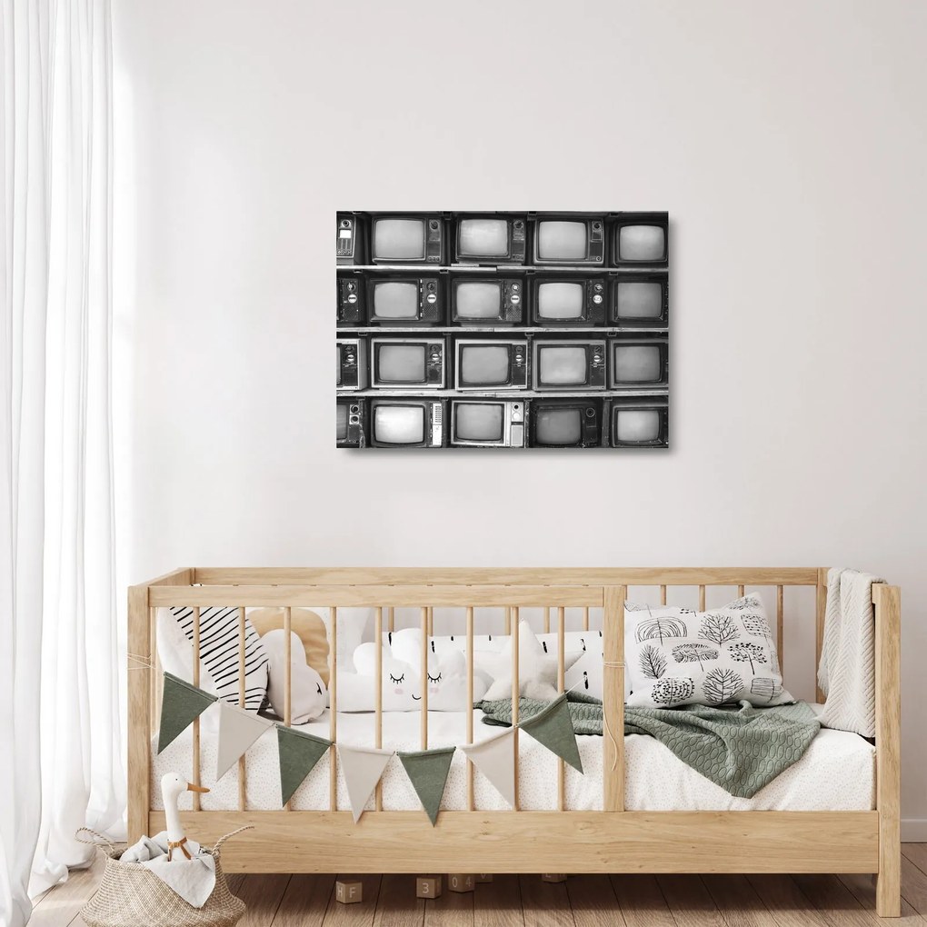 Sklenený obraz - Retro televízie (70x50 cm)