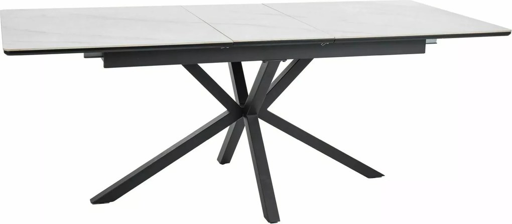 Rozkladací jedálenský stôl Logan 160/200 cm keramika biely mramor/čierny