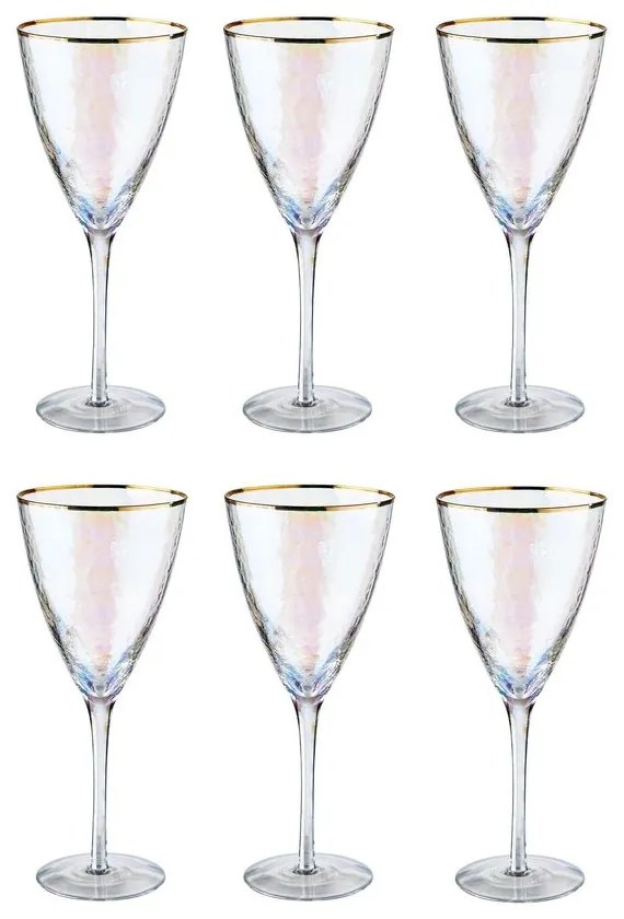SMERALDA Sada pohárov na víno so zlatým okrajom 400 ml 6 ks
