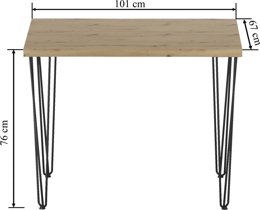 Vintino Jedálenský stôl RAVEN 101 × 67 cm – dub artisan / čierna