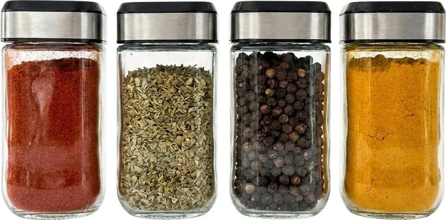 Orion Sada 16ks koreničiek INOX 100ml + 4ks organizér na koreničky VASKY - NEREZ + sada 16ks štítkov