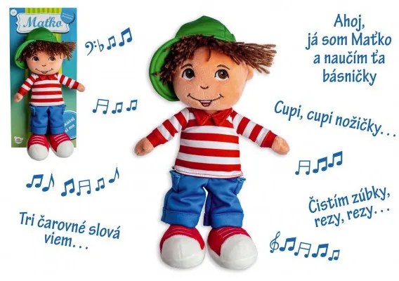 Teddies Bábika chalan Maťko handrová plyš 30cm slovensky hovoriaci na karte 0+