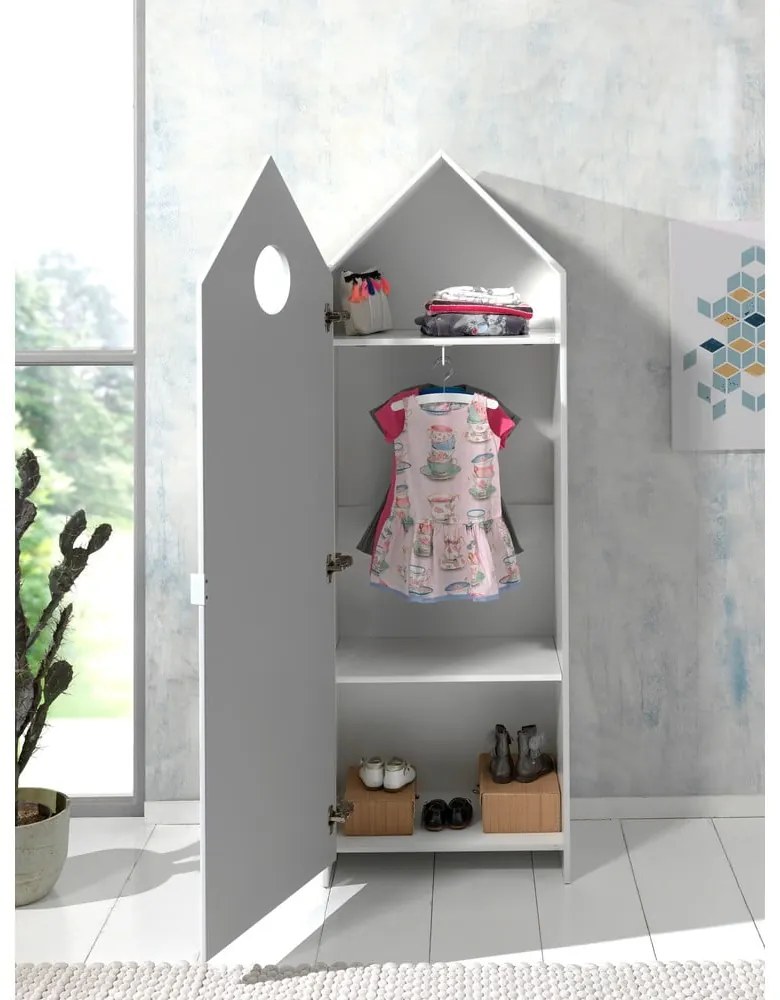 Bielo-svetlosivá otvorená detská šatníková skriňa 115x171,5 cm CASAMI – Vipack