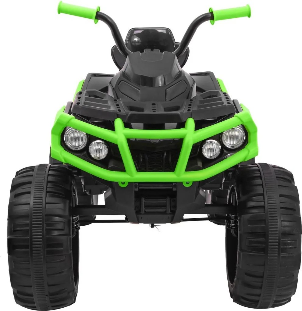 Ramiz Štvorkolka ATV 2,4 GHz na batériový pohon pre deti čierna a zelená + diaľkové ovládanie + EVA kolesá + MP3 rádio + pomalý štart