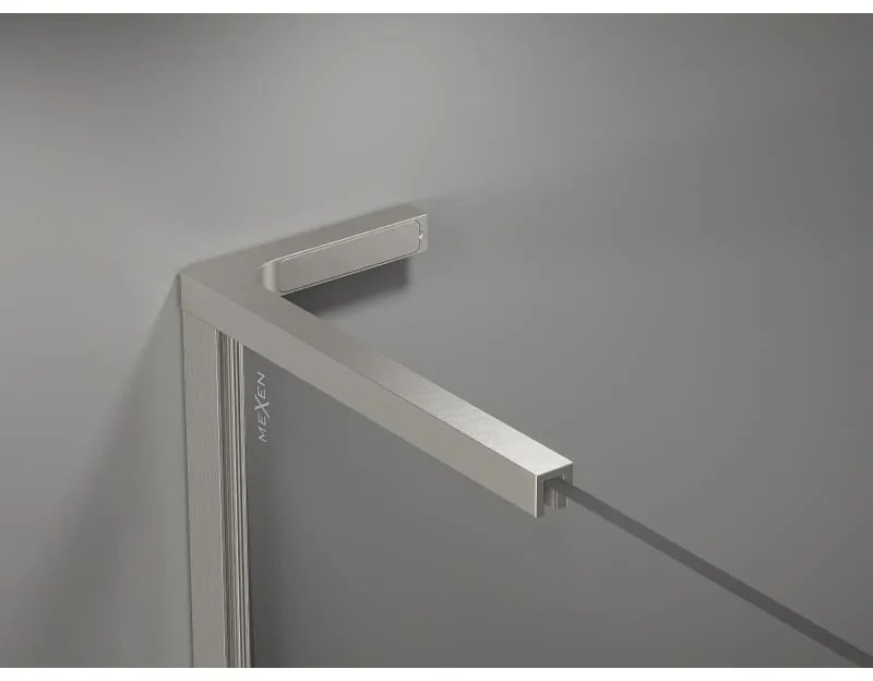 Mexen, Mexen Kioto-X L sprchová stena 100 x 200 cm, priehľadná 10 mm, matný nikel - 800-100-107-97-00-X