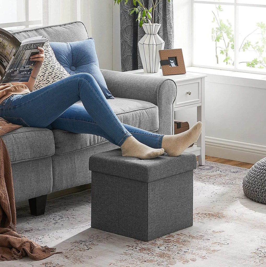 Taburetka 40 L, skladací úložný box, nosnosť 300 kg, 38 x 38 x 38 cm, tmavosivá