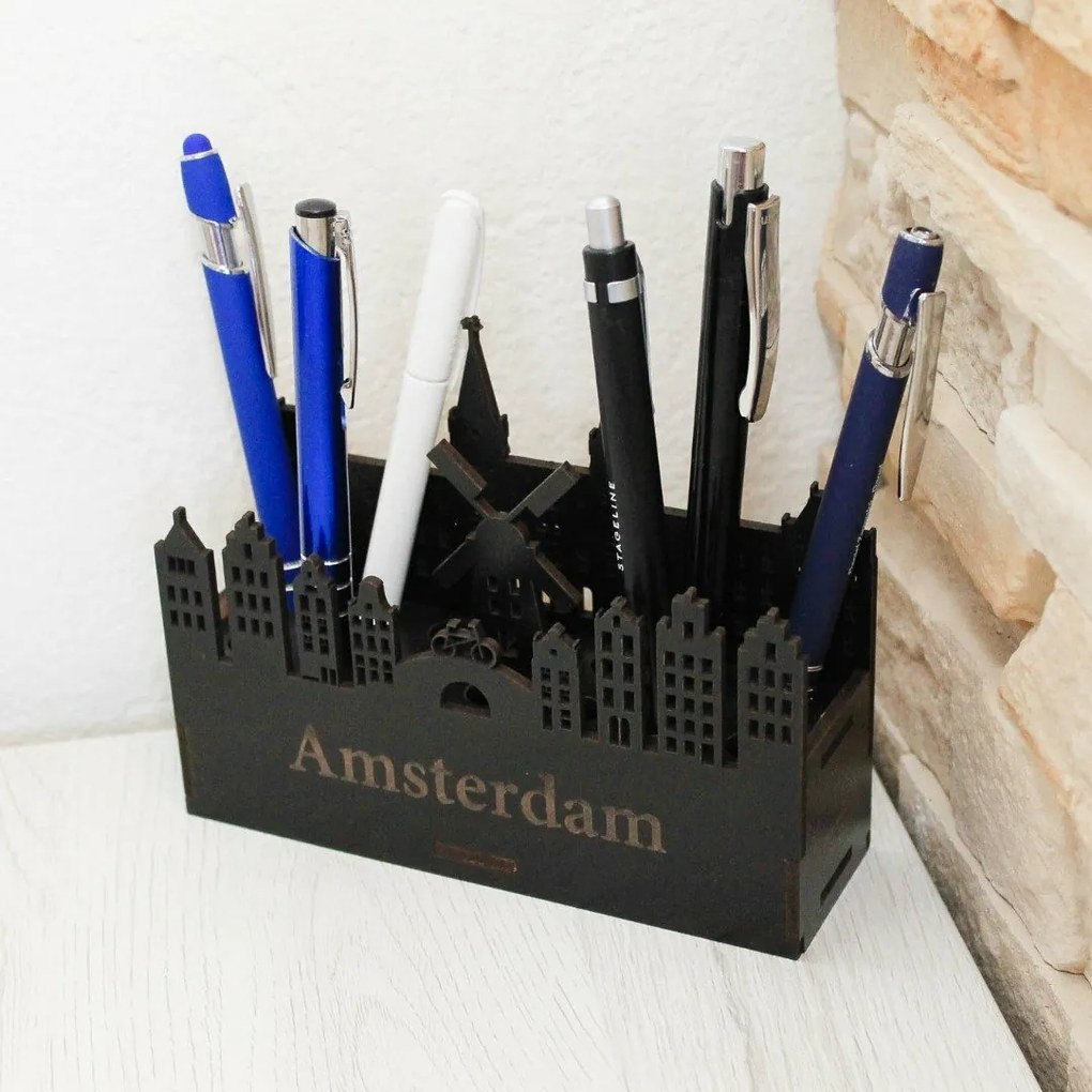 Drevený, luxusný stojan na perá - Amsterdam | DUBLEZ