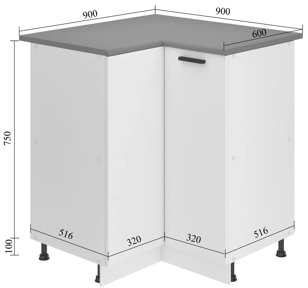 Kuchynská skrinka Belini Premium Full Version spodná rohová 90 cm dub sonoma s pracovnou doskou