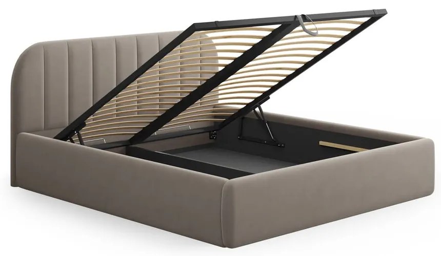 Svetlohnedá čalúnená dvojlôžková posteľ s úložným priestorom s roštom 140x200 cm Juno – Windsor & Co Sofas