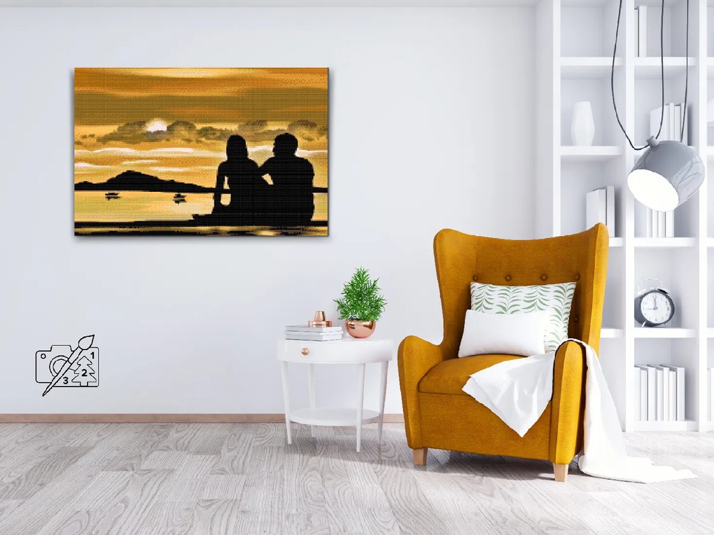 Gario Diamantové maľovanie Romantika na pláži Rozmery: 60 x 40 cm, Rámovanie: Iba zrolované plátno, Diamanty: Štvorcové