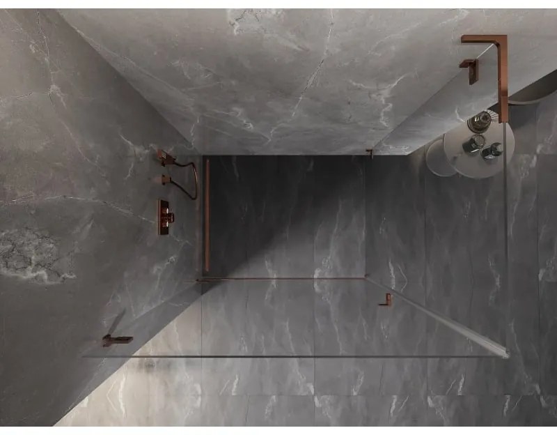 Mexen Lunar-B L, 1-krídlový sprchový kút, ľavý, 95 x 80 cm, 8mm číre sklo, ružové zlato profil, 832L-095-080-60-00-L