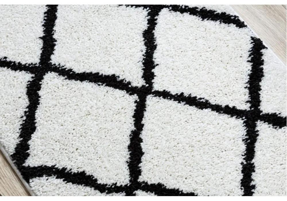 *Kusový koberec Shaggy  Cross biely atyp 80x300cm
