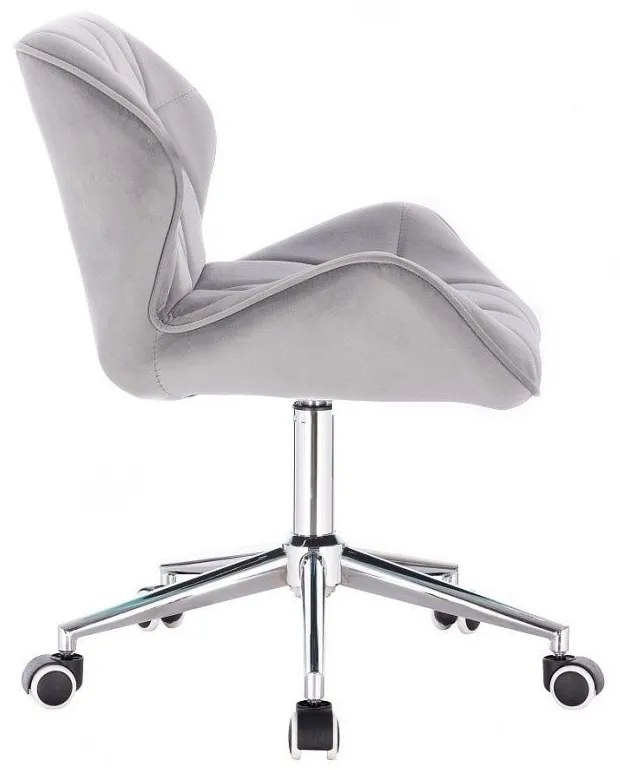 LuxuryForm DESIGN Stolička MILANO VELUR na striebornej podstave s kolieskami - svetlosivá