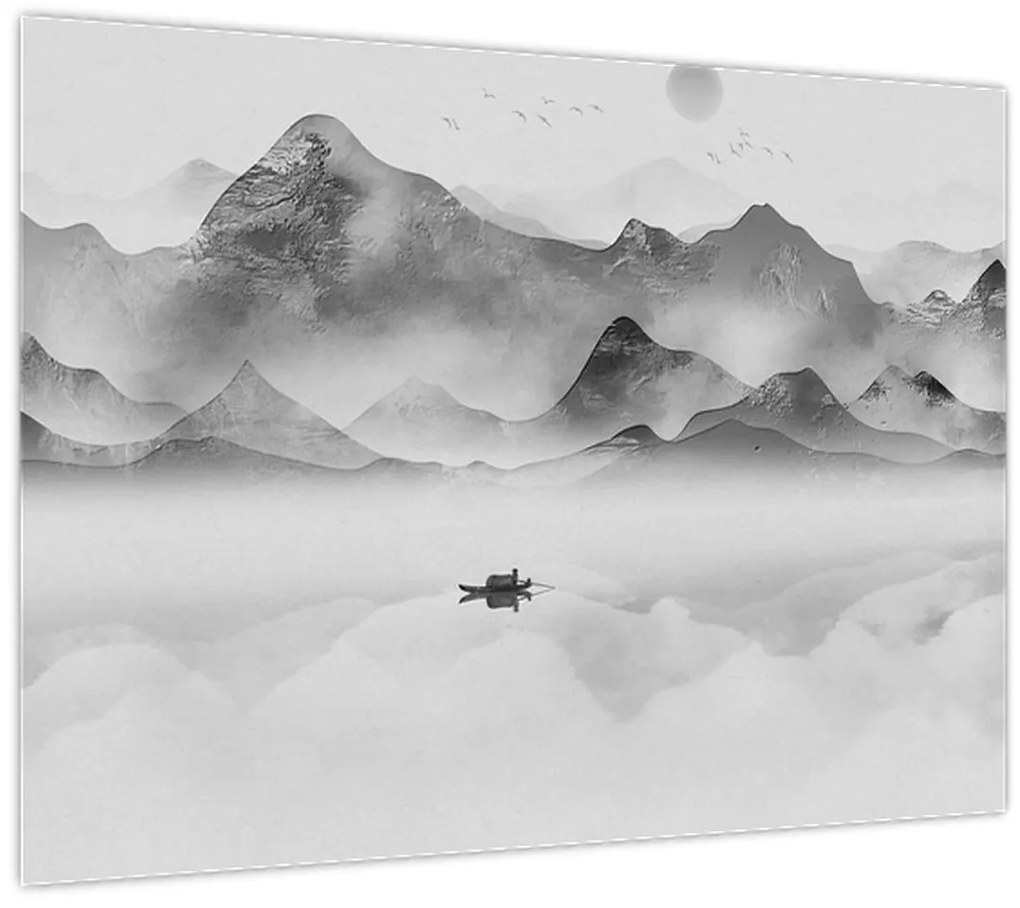 Sklenený obraz - Japonské jazero (70x50 cm)