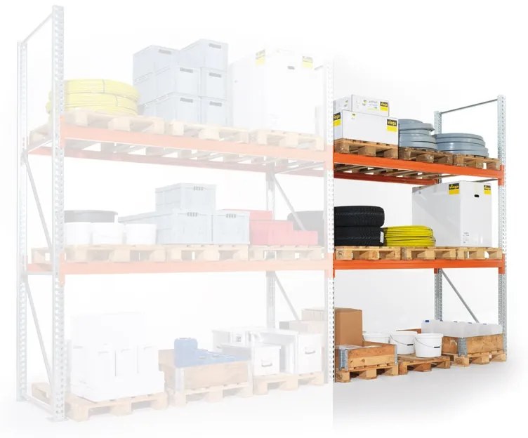 META Paletový regál 4400x1825x800 mm, 3 poschodia, prístavný
