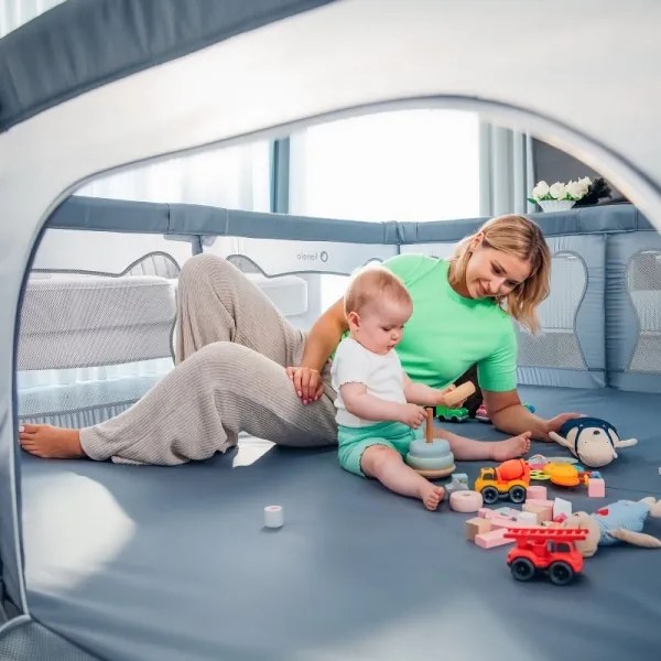 Lionelo - Hracia ohrádka WILLOW XL šedá