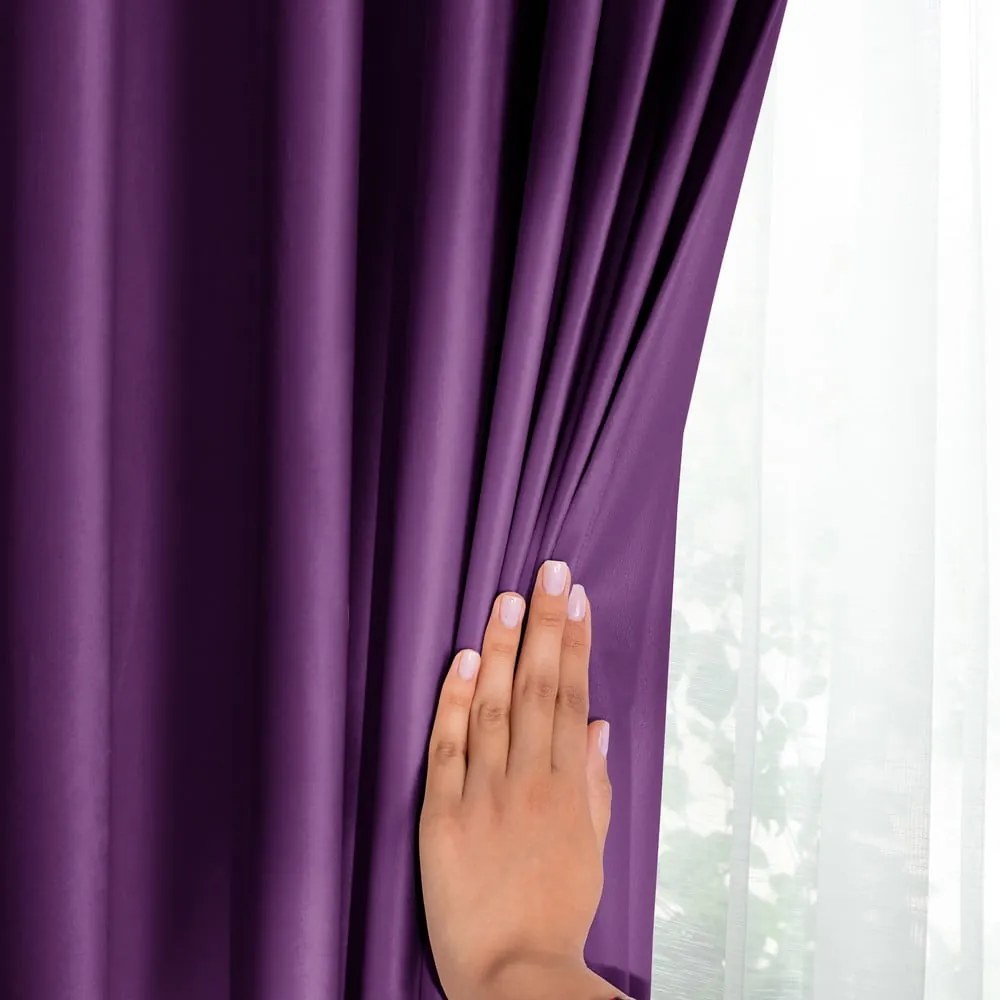 Fialový zamatový dimout záves 140x245 cm Pleat – Restilo