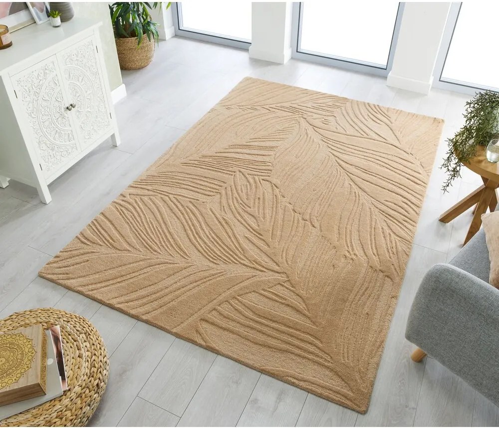 Flair Rugs, AKCIA: 120x170 cm Kusový koberec Solace Lino Leaf Stone, béžová, obývacia izba