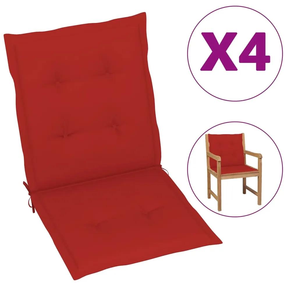 vidaXL Podložky na záhradné stoličky 4 ks červené 100x50x3 cm