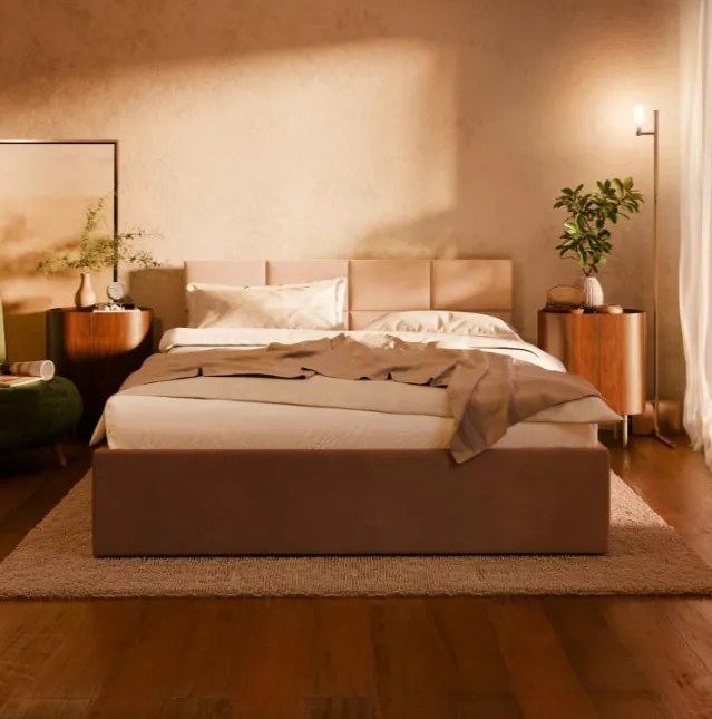 Manželská posteľ BORGO Velvet 180×200 cm svetlosivá