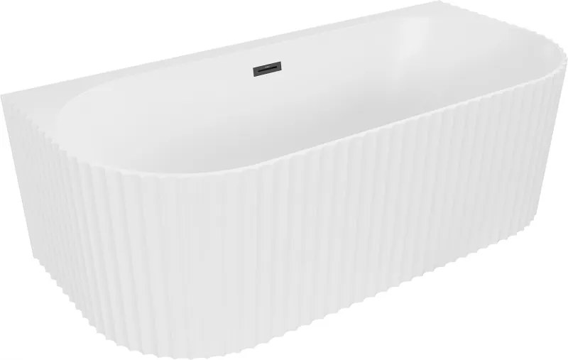 Mexen Sella Vaňa 150x75cm Biela Matná, Čierny Prepad, Pri Stene