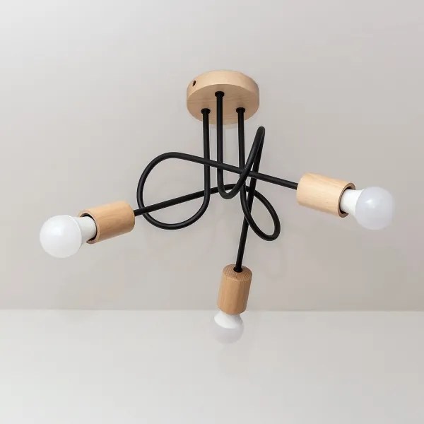 Prisadený luster OXFORD 3xE27/15W/230V borovica/čierna