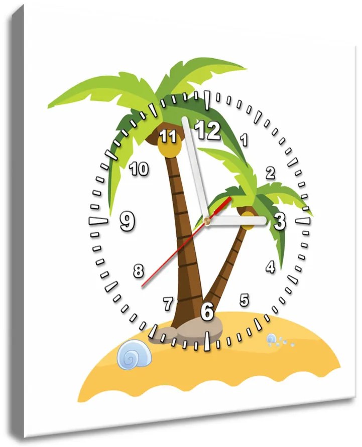 Gario Obraz s hodinami Ostrovček s dvoma palmami Rozmery: 30 x 30 cm