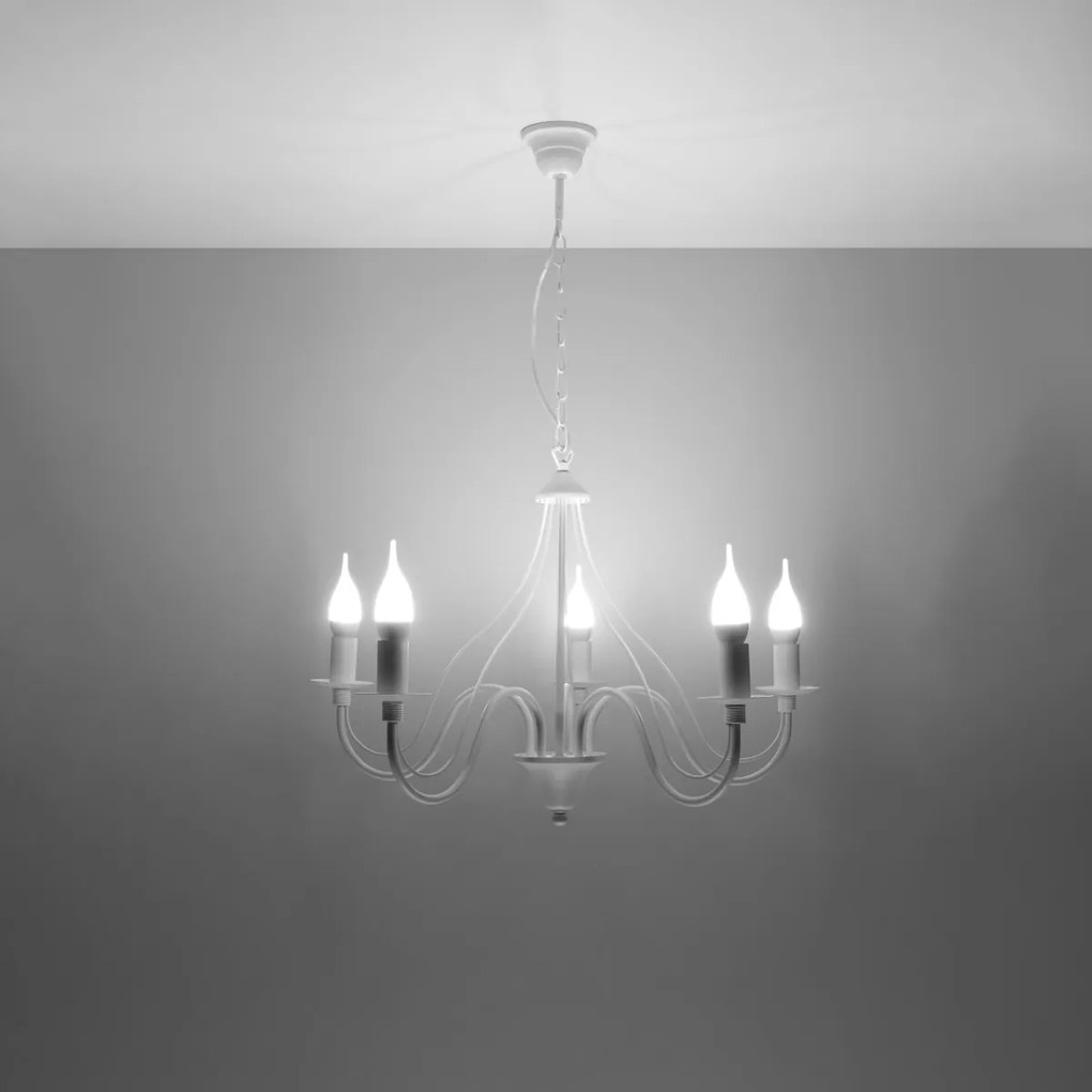 Luster Minerwa 5, biele telo svietidla
