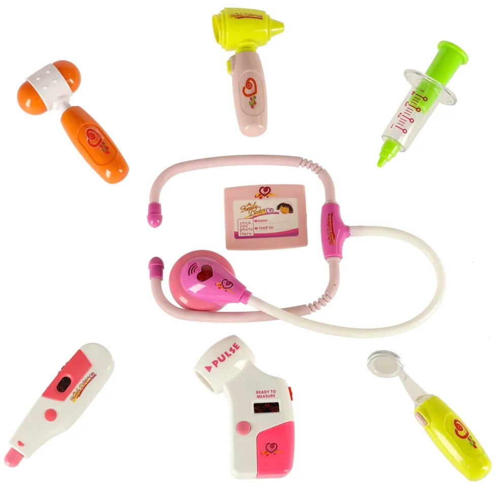 KIK Detský lekársky set v kufríku DOCTOR – hračka pre deti so svetlami a zvukmi, ružový
