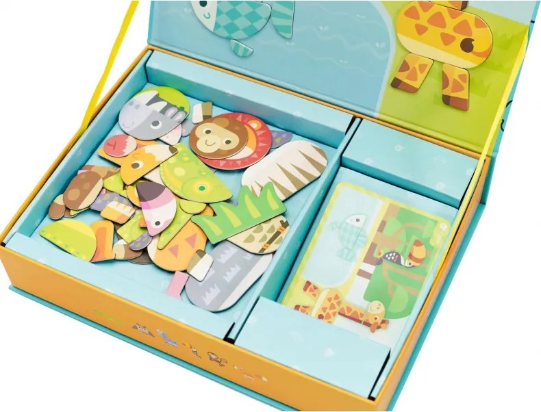 Magnetické puzzle so zvieratkami – drevená skladačka 60 ks