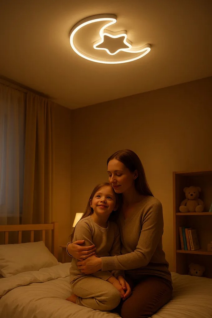 IKO LED stropná lampa s diaľkovým ovládačom – Mesiac s hviezdou