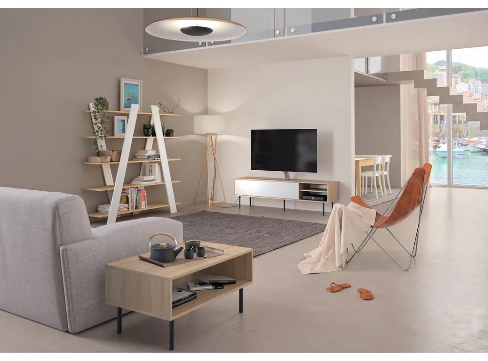 TV stolík v dekore duba v bielo-prírodnej farbe 165x40 cm Ampère – TemaHome