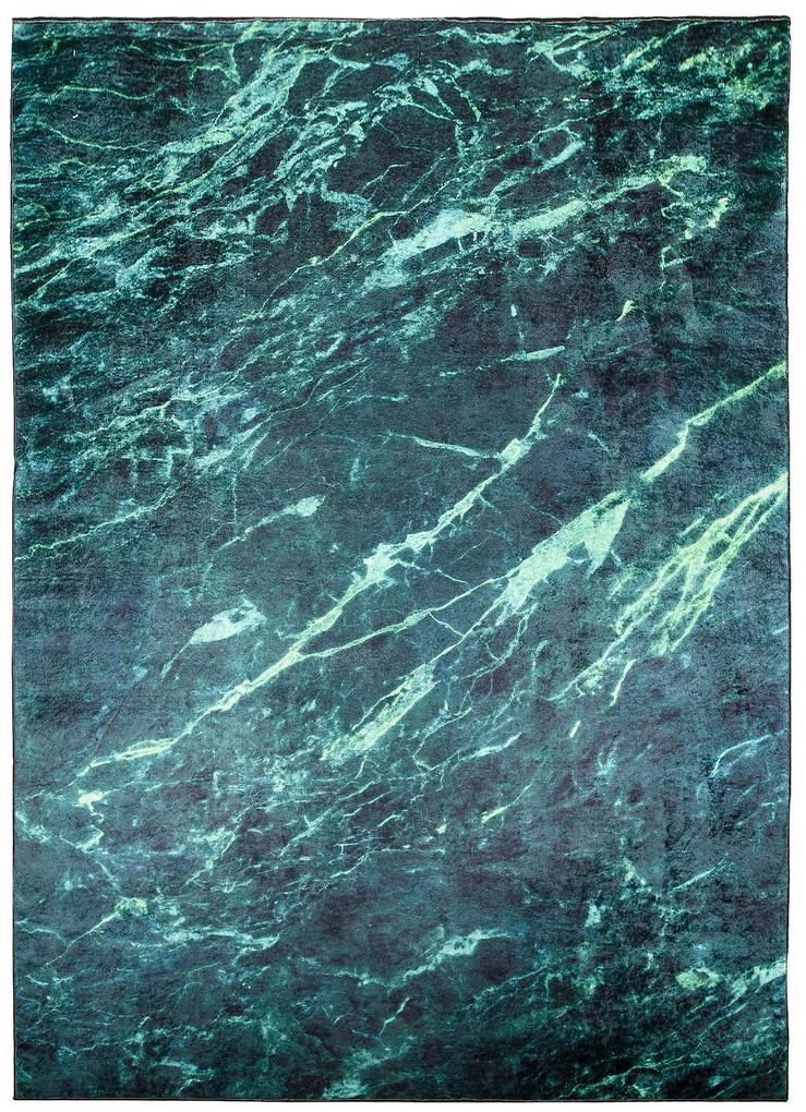 Moderný zelený koberec s mramorovým vzorom