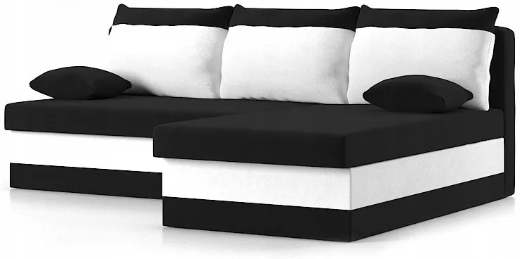 Rohová rozkladacia sedačka DELI čierno bielej farby 200 x 140 cm