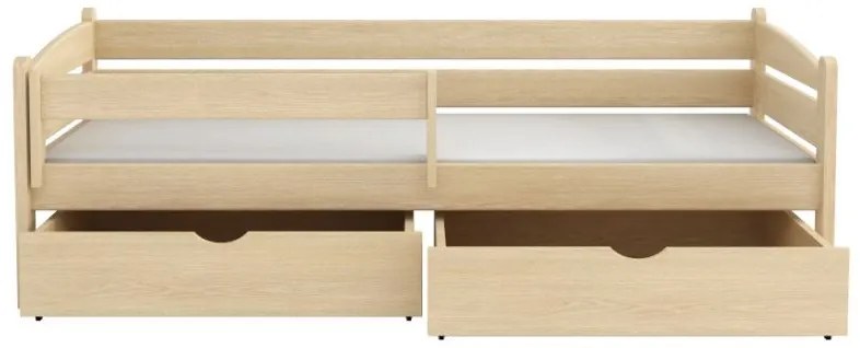 Detská posteľ z masívu borovice ZORA so šuplíkmi - 200x90 cm - PRÍRODNÁ BOROVICA