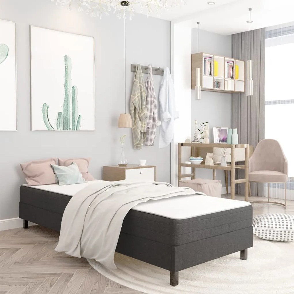 vidaXL Rám na boxspring posteľ, sivý, látka 90x200 cm