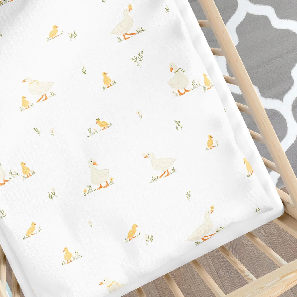 Goldea veľkonočné detské bavlnené obliečky do postieľky - kačice 90 x 130 a 40 x 60 cm