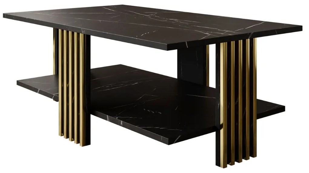 KONFERENČNÝ STOLÍK CHARLES ČIERNY MRAMOR + ZLATÝ