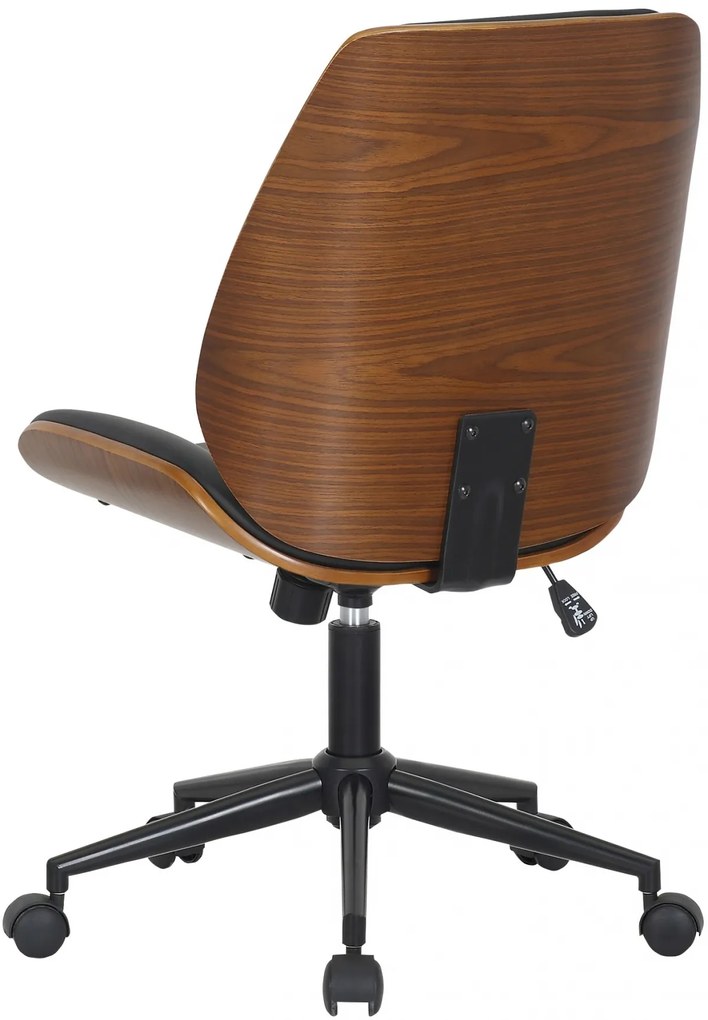Design-Shop Kancelárska stolička Mitch - koženka, drevo, podnož čierna - Čierna