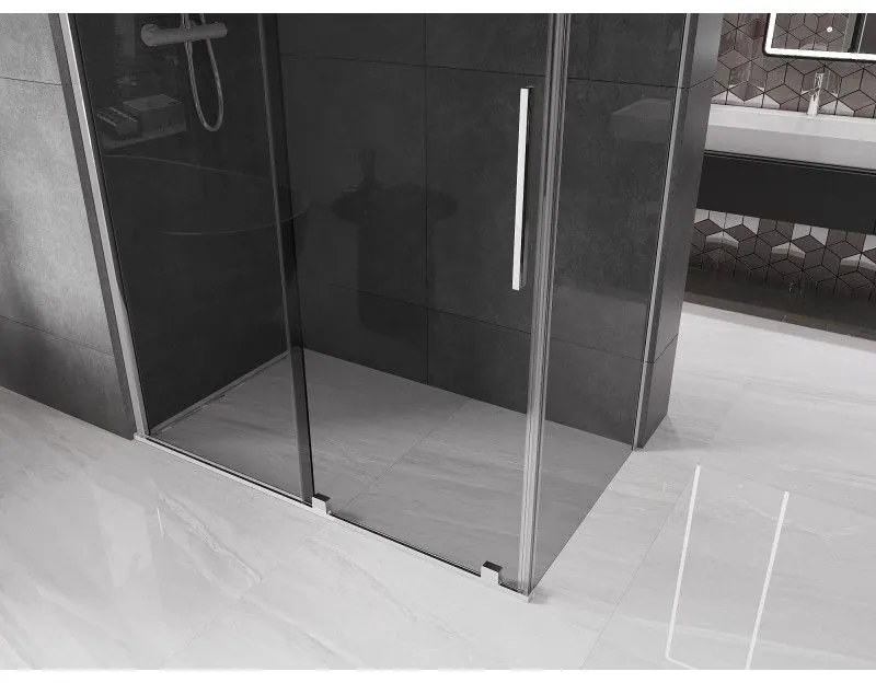 Mexen Velar, sprchový kút s posuvnými dverami 140 x 80 cm, 8mm šedé sklo, chrómová, 871-140-080-41-01