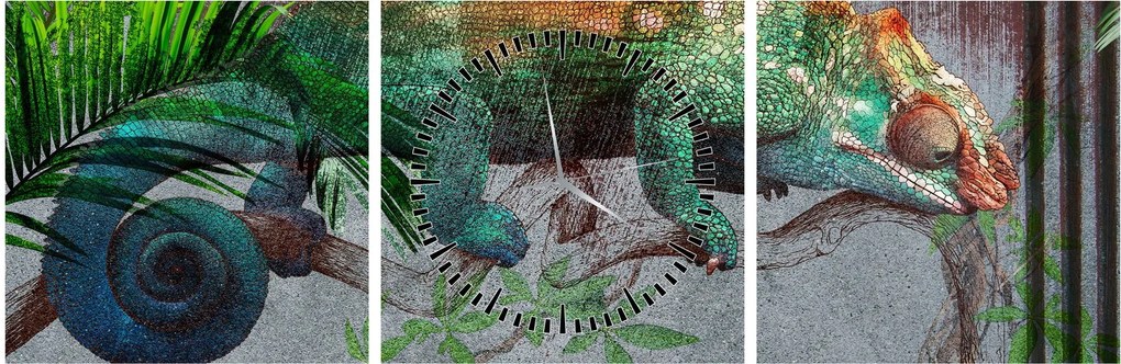 Obraz - Chameleon (s hodinami) (90x30 cm)