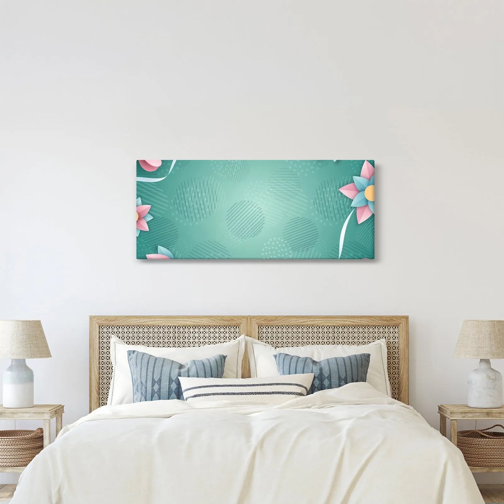 Obraz - Kruhy s kvetmi (120x50 cm)