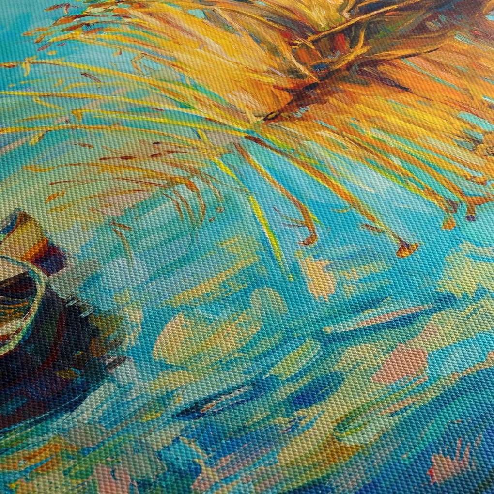 Obraz - Jazero s loďkami (90x60 cm)