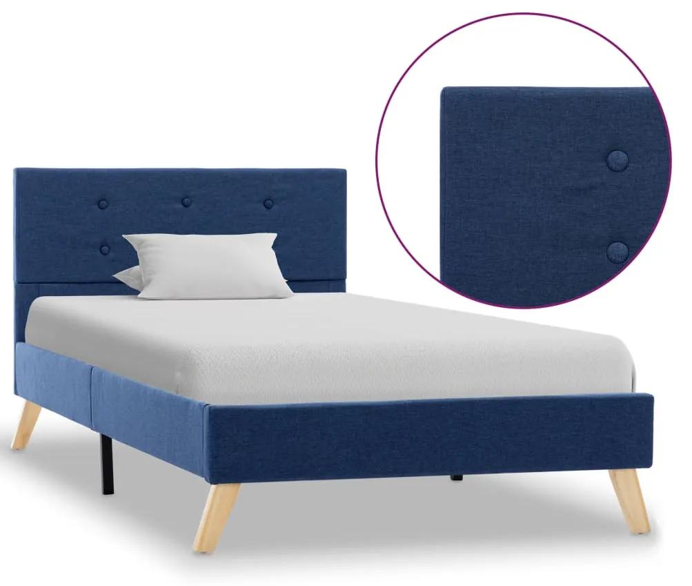 vidaXL Rám postele modrý 100x200 cm látkový