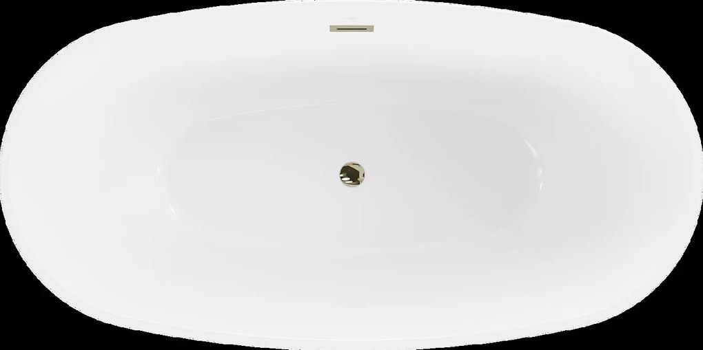 Mexen Eris, voľne stojaca vaňa 170 x 85 cm + zlatá zátka a sifón automat, biela-čierna, 53441708575-G