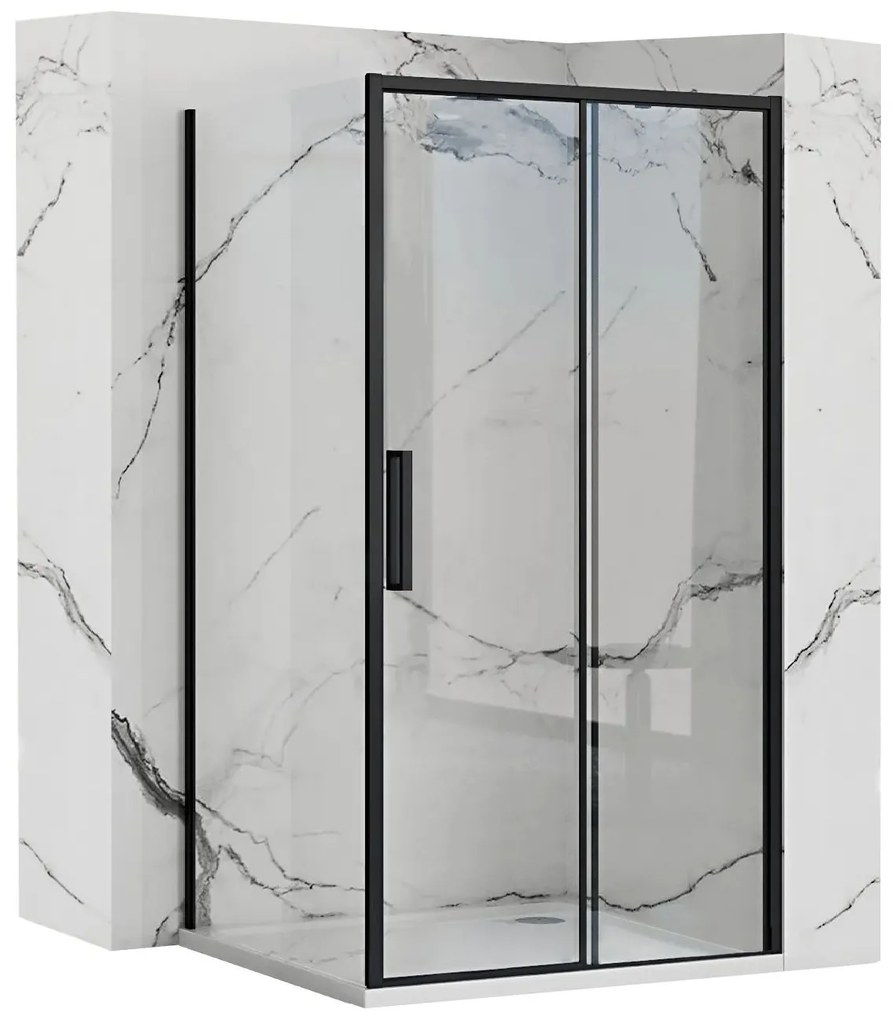 Rea Rapid Slide - sprchovací kút s posuvnými dverami 150(dvere) x 100(stena), číre sklo, čierny profil, KPL-09870
