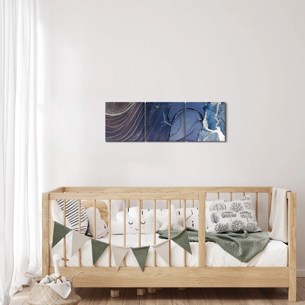 Obraz - Mramorovaný atrament (s hodinami) (90x30 cm)